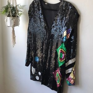 Vintage geometric sequin blazer